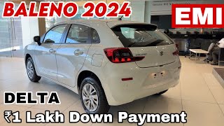 MARUTI SUZUKI BALENO DELTA 2nd BASE MODEL 2024 Price EMI Down payment Discount Updated in Detailed [upl. by Adnahsam451]