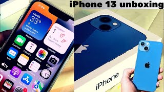 iPhone 13 blue Unboxing  iPhone 13 unboxing [upl. by Nepean]