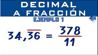 Convertir decimal periódico puro a fracción  Ejemplo 1 [upl. by Darmit755]