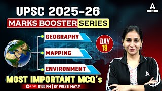 UPSC 2025  Geography and Environment Most Important MCQ Day  20  By Preeti Maam [upl. by Araeit250]