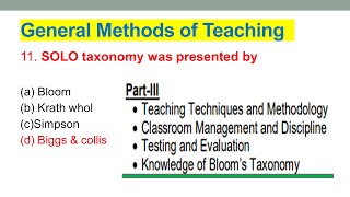 SOLO Taxonomy in Education  FPSC  PPSC  Educational mcqs [upl. by Notyalk]