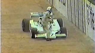 1977  Tom Pryce crash live broadcast TV  Kyalami circuit [upl. by Fields561]