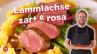 Lammlachse zart amp rosa  REZEPT  eatde [upl. by Amada637]