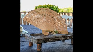 Personalized Rustic Sandalwood Fans Wedding Favors Folding Fans Bridal Shower Favors [upl. by Yroggerg]