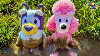 Blueys Muddy Mess  with Bluey and Coco Plush Adventures Outside [upl. by Ecirtnas880]