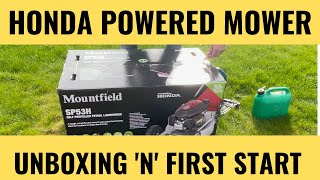 Mountfield SP53H Honda Powered Unboxing and First Start [upl. by Attelahs]