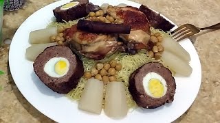 رشتة تاع السميد مرقة بيضاء و خاترة على طريقتي مذاق لا يقاوم  Rechta algérienne en sauce blanche [upl. by Olvan891]