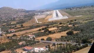 AMAZING B737 onboard cockpit video of landing in EXTREME crosswind at Samos [upl. by Revolc391]