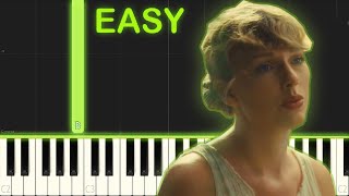 Taylor Swift  cardigan  EASY Piano Tutorial [upl. by Anialram39]