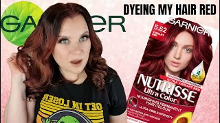 Dying My Hair Brunette To Red  GARNIER NUTRISSE VIBRANT RED 562  Clare Walch [upl. by Sihtnyc765]