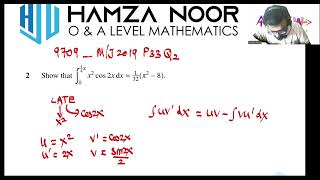 CAIE A2P3  Integration by Parts  MJ 2019 P33 Q2  A level Maths 9709  Hamza Noor [upl. by Ahsinra]