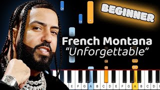 Unforgettable French Montana Piano Lesson Beginner [upl. by Ehcadroj772]