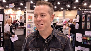 Tim Holtz demos Embossing with Texture Paste and Distress Glazes  Creativation 2020 [upl. by Ntsyrk]