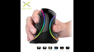 Delux M618 PLUS Vertical Gaming Mouse 6 Buttons 4000 DPI RGB WiredWireless Right Hand Mouse V48 [upl. by Romelle]