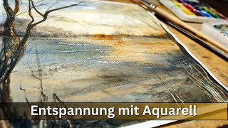 Entspannung mit Aquarell  Abendstimmung am See [upl. by Slyke621]