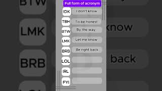 FULL FORM OF ACRONYMS 1 english shortsyoutube britishaccent howtoimprovepronunciationinamerican [upl. by Eeryk24]