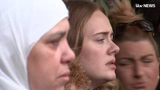 Adele sings along to Lean on Me as she stands with Grenfell families a year after fire  ITV News [upl. by Darda]