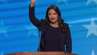 New York US Rep Alexandria OcasioCortez speaks at DNC [upl. by Ocicnarf]