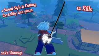 Cutting the Lobby into pieces using 1 Sword Style Roblox GPO [upl. by Ferne70]