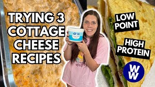 TRYING 3 QUICK amp EASY COTTAGE CHEESE RECIPES  WeightWatchers Points  flatbread buffalo dip eggs [upl. by Euhc973]