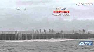 Exclusive Wave Crashes Over People On Jetty [upl. by Bethanne]