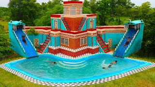 Full Video Building Villa House Twine Water Slide amp Design Swimming Pool For Entertainment Place [upl. by Izaak]