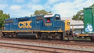 Old CSX GP382 hauls a train long hood forward railfaning jumpscare automobile train railway [upl. by Anahsek446]