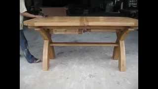 18  23  28m Double Butterfly Extending Country Oak X Leg Oval Ended Table  Top Furniture [upl. by Tapes]