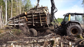 Valtra forestry tractor stuck in mud trailer was broken [upl. by Macrae543]