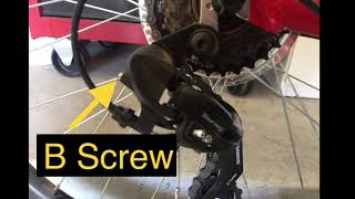 Shimano Tourney Rear Derailleur B screw Adjustment  does it work [upl. by Ahsataj134]