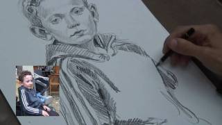 Portrait sketch demonstration no2 by Gezer of Montmartre [upl. by Nnaeirual607]