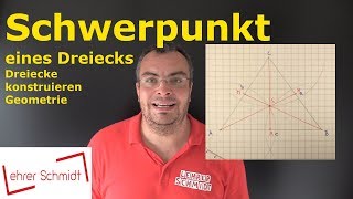 Schwerpunkt eines Dreiecks konstruieren Seitenhalbierende  Geometrie  Mathematik  Lehrerschmidt [upl. by Ynitsed]