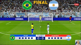 Brazil vs Argentina  Penalty Shootout  Final Copa America 2024  Messi vs Vinicius  PES Gameplay [upl. by Lamag495]