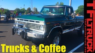 Trucks and Coffee Pristine 1974 Ford F250 Highboy Revealed [upl. by Aniaj]