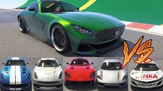 GTA 5  Top Speed Drag Race Benefactor Schlagen GT vs Pariah Itali GTO Elegy Neon Massacro [upl. by Camellia465]