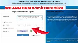 WB ANM GNM Admit Card 2024🔴How To CheckANM GNM Admit Card 2024 ANM GNM Admit Card 2024 Kaise Dekhe [upl. by Elehcar]