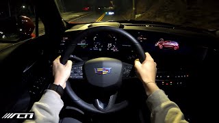 2024 Cadillac XT4 Sport AWD POV Night Drive  Allcarnews [upl. by Anaeerb]