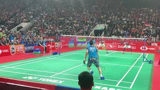 Powerful smashes slomo from Ahsan Kevin Sanjaya Gideon  MS  F  Indonesia Masters 2019 [upl. by Sluiter855]