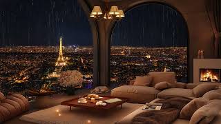 Smooth Jazz Saxophone in Cozy Paris Apartment 🌃 Soft Background Music amp Rain Sounds for Relax Sleep [upl. by Namzaj]