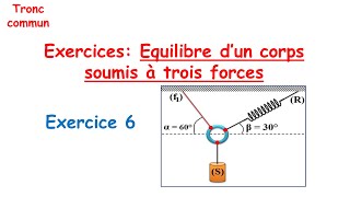 Exercice 6  correction Equilibre dun solide soumis à trois forces non parallèles tronc commun [upl. by Julio]