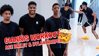 Giannis Antetokounmpo Ace Bailey and Dylan Harper Exclusive NBA workout [upl. by Atina]