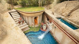 100 Days Building A Modern Underground Hut With A Grass Roof And A Swimming Pool [upl. by Qidas765]