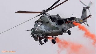 The Mighty Czech Air Force Mil Mi35 Hind Attack helicopter solo display Texel Airshow 2018 EHTX [upl. by Ahsienak]