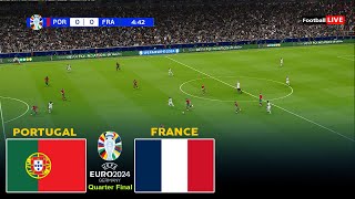 🔴LIVE  PORTUGAL vs FRANCE I QUARTER FINAL UEFA EURO 2024  RONALDO v MBAPPE  REALISTIC PES GAMELAY [upl. by Madalyn]