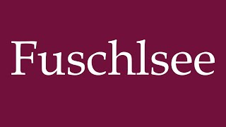 How to Pronounce Fuschlsee Correctly in German [upl. by Ulric]