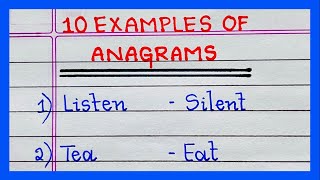 Examples of Anagrams  5  10 Examples of Anagrams [upl. by Arrat578]