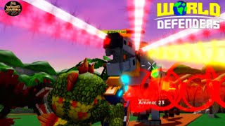 USING MY MECHA BLASTER GUN  DINO TOWER DEFENSE  WORLD DEFENDERS [upl. by Leaper]