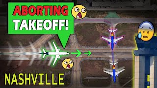 NEAR DISASTER  Alaska Aborts Takeoff Southwest Crossing Runway at Nashville [upl. by Lennaj]