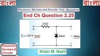 EDC End Ch Question 225  HalfWave Rectifier Output Plot amp DC Value   EDC Boylstead 11th Ed [upl. by Yelekreb]