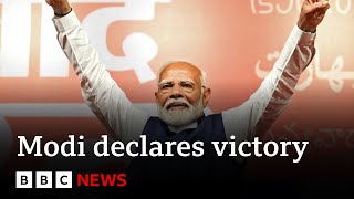 India election Modi claims victory but may fall short of outright majority  BBC News [upl. by Eciryt218]